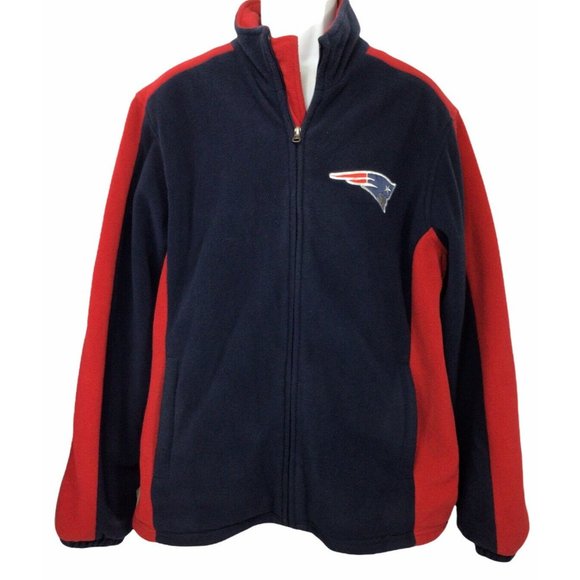 Men's NFL New England Patriots Full Zip Sweatshirt Jacket Sz L Heavy Warm Fleece - Picture 1 of 4